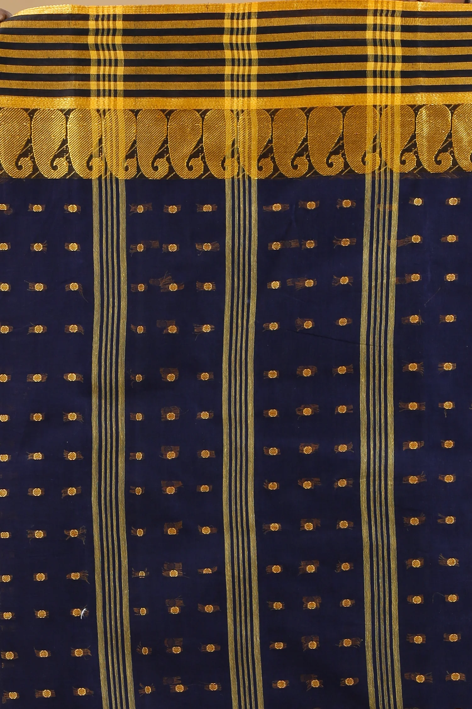 Blue Pure Cotton Moti_Buti Tant Saree (748)