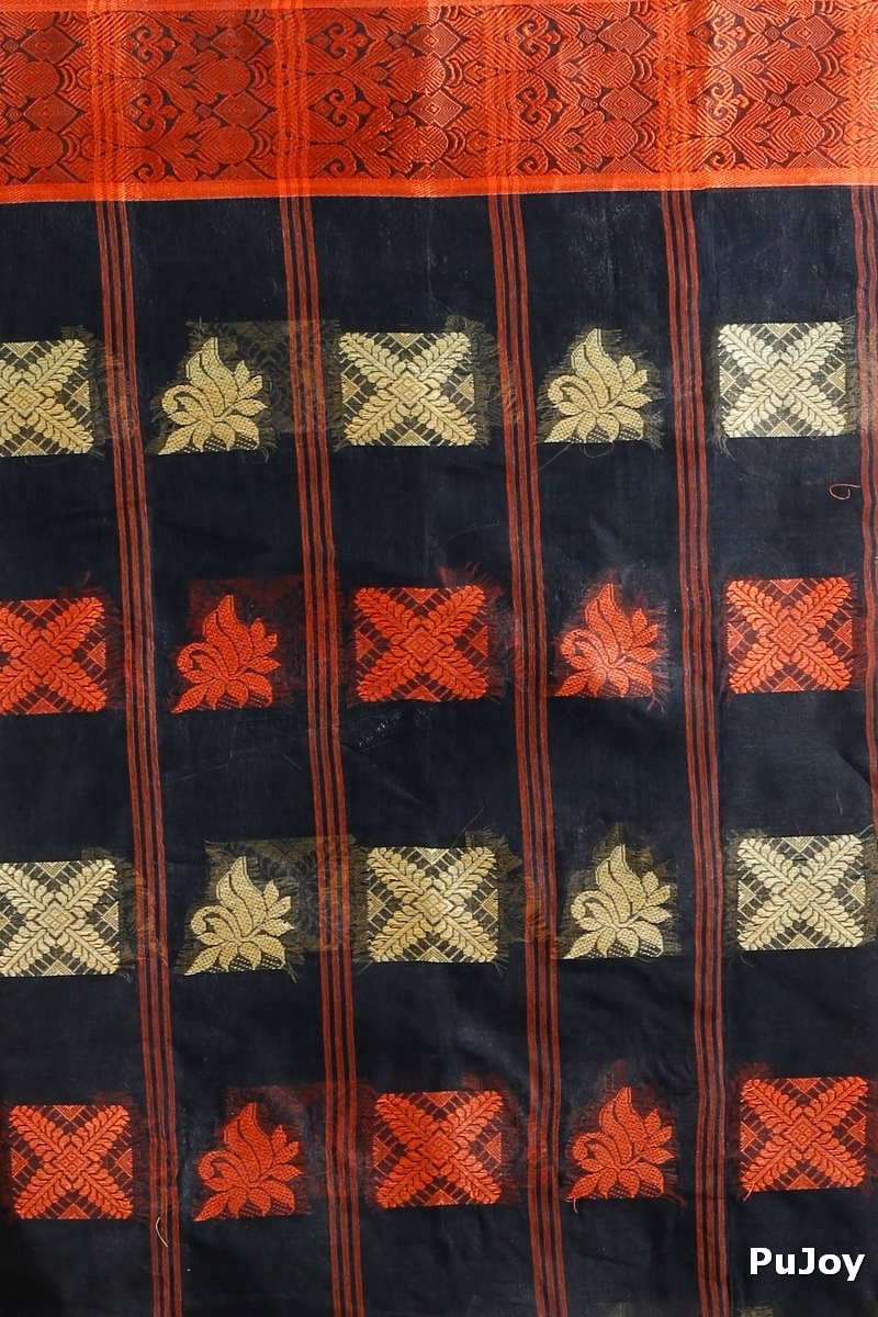 Black Pure Cotton Suparna Buti Tant Saree (755)
