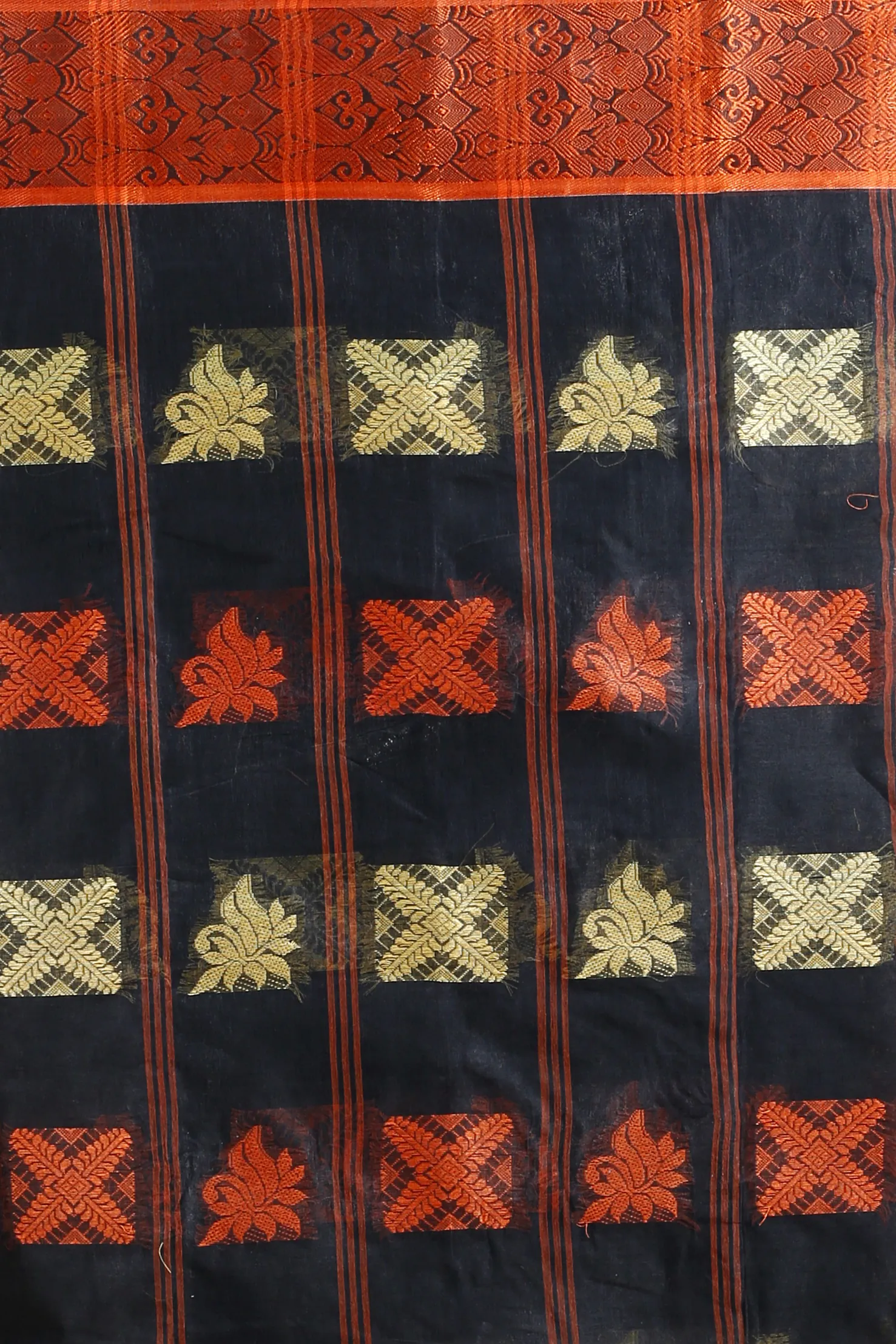 Black Pure Cotton Suparna Buti Tant Saree (755)