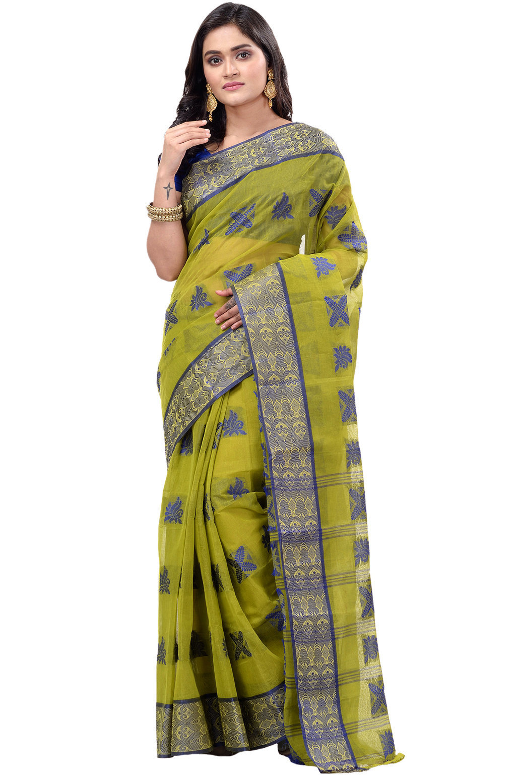 Green Pure Cotton Suparna Buti Tant Saree (756)