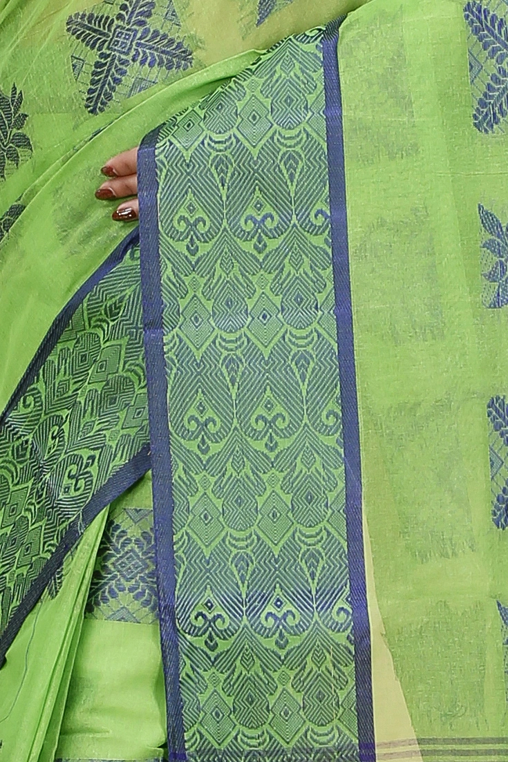 Green Pure Cotton Suparna Buti Tant Saree (756)