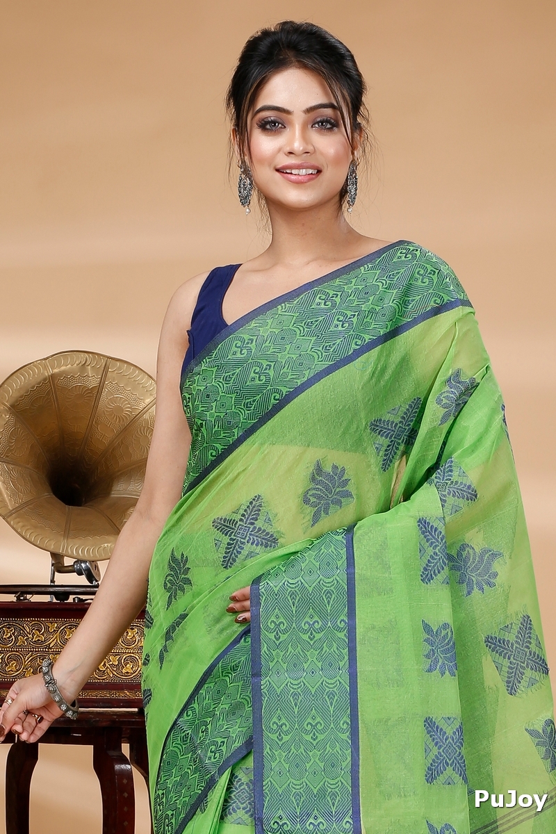Green Pure Cotton Suparna Buti Tant Saree (756)