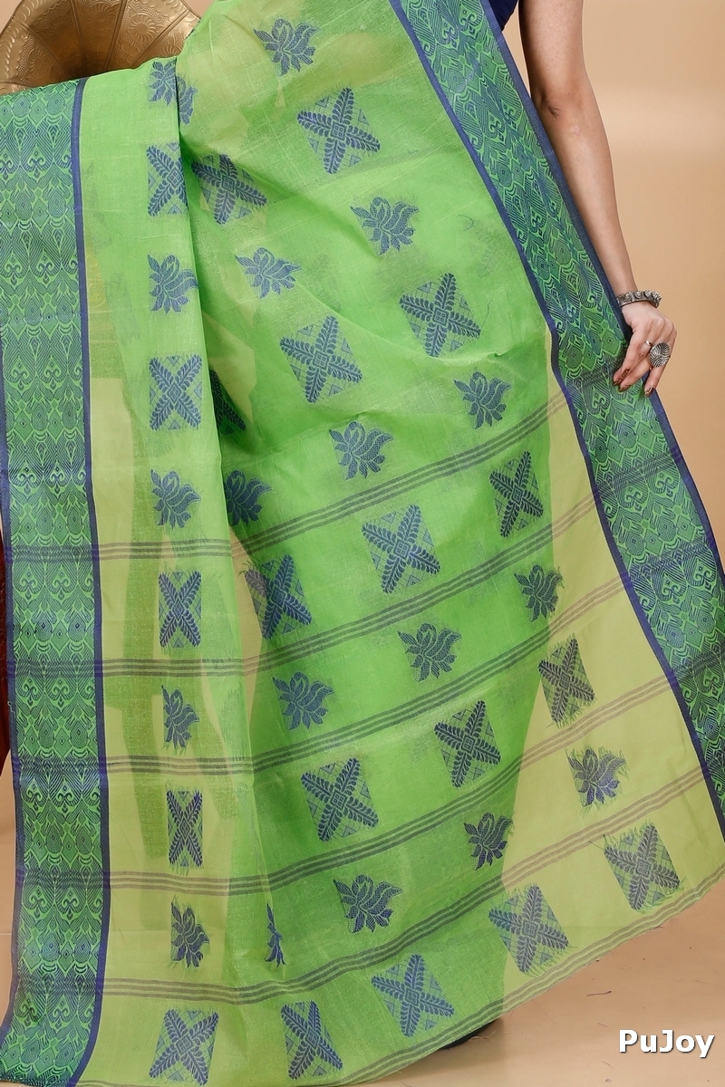 Green Pure Cotton Suparna Buti Tant Saree (756)