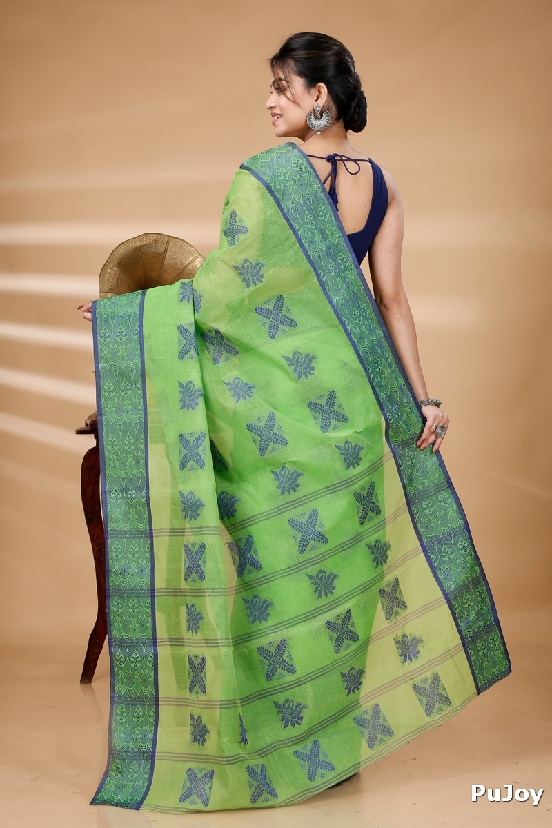 Green Pure Cotton Suparna Buti Tant Saree (756)