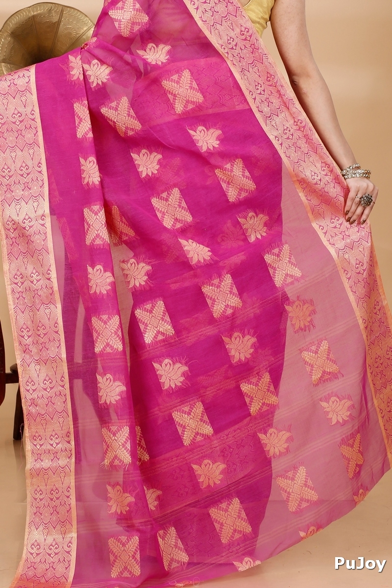 Purple Pure Cotton Suparna Buti Tant Saree (757)