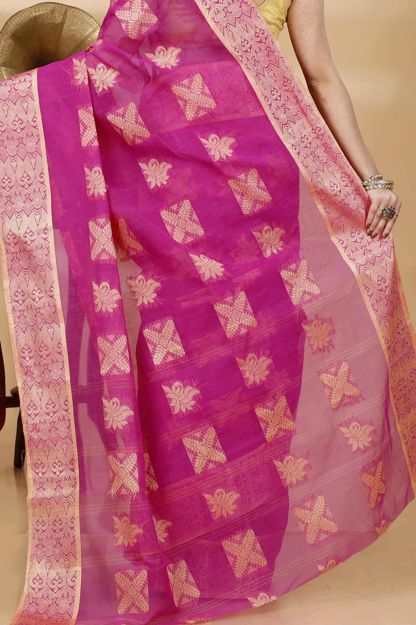 Purple Pure Cotton Suparna Buti Tant Saree (757)