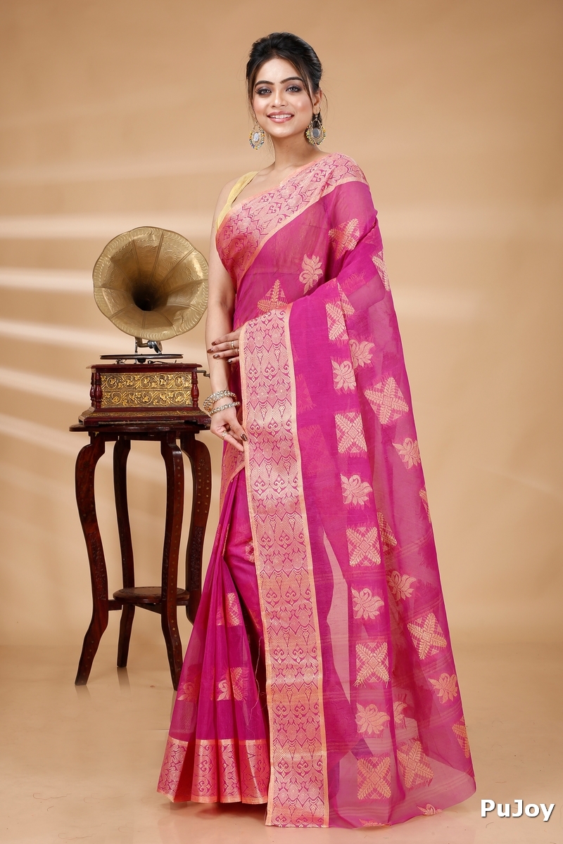 Purple Pure Cotton Suparna Buti Tant Saree (757)