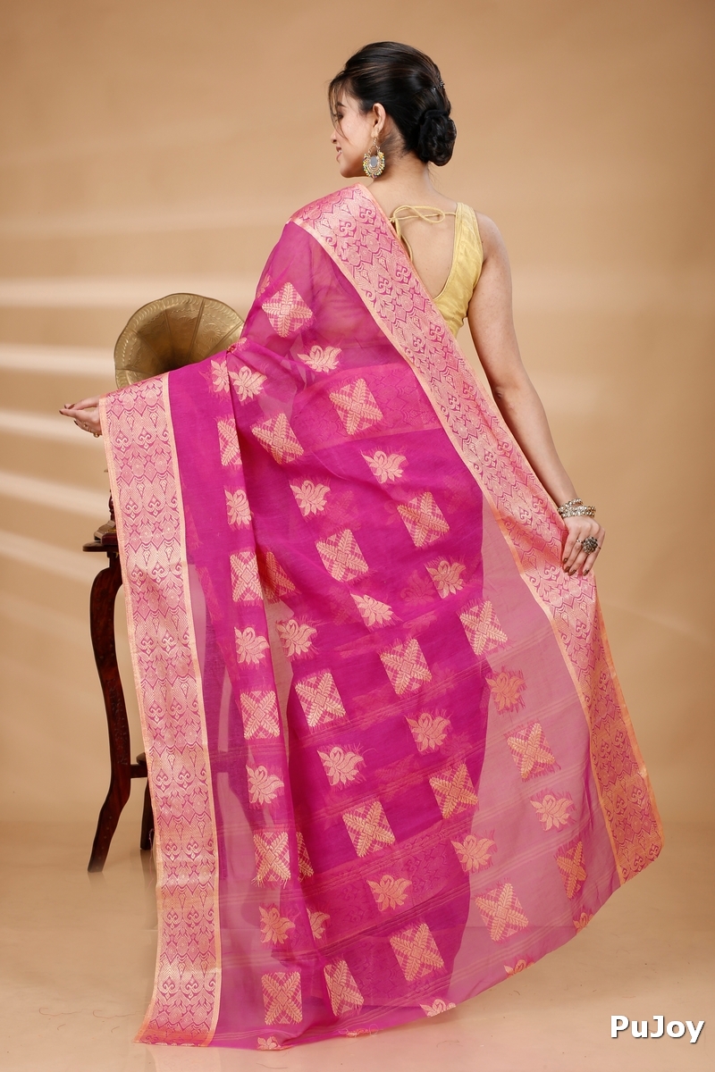 Purple Pure Cotton Suparna Buti Tant Saree (757)