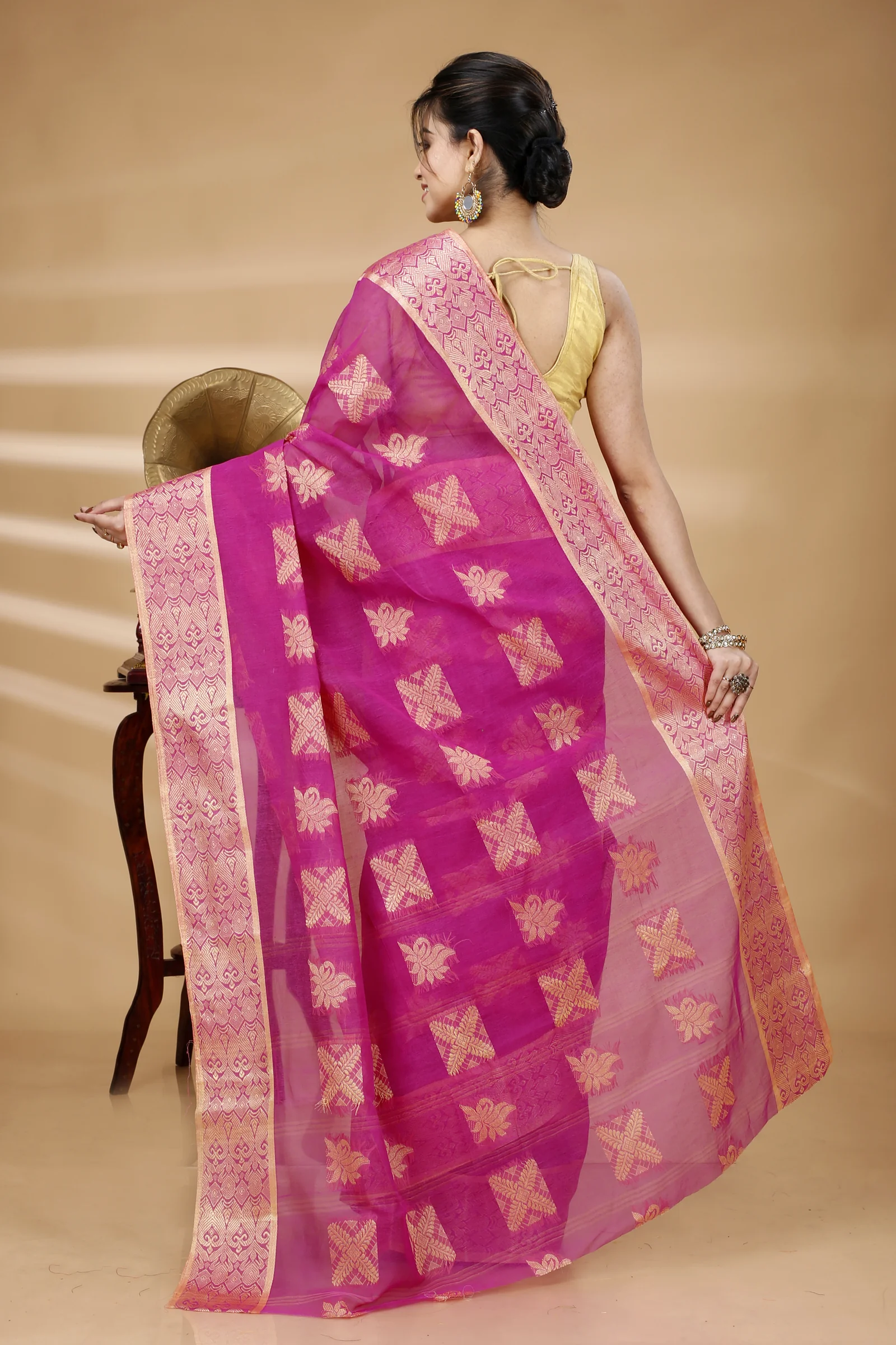 Purple Pure Cotton Suparna Buti Tant Saree (757)