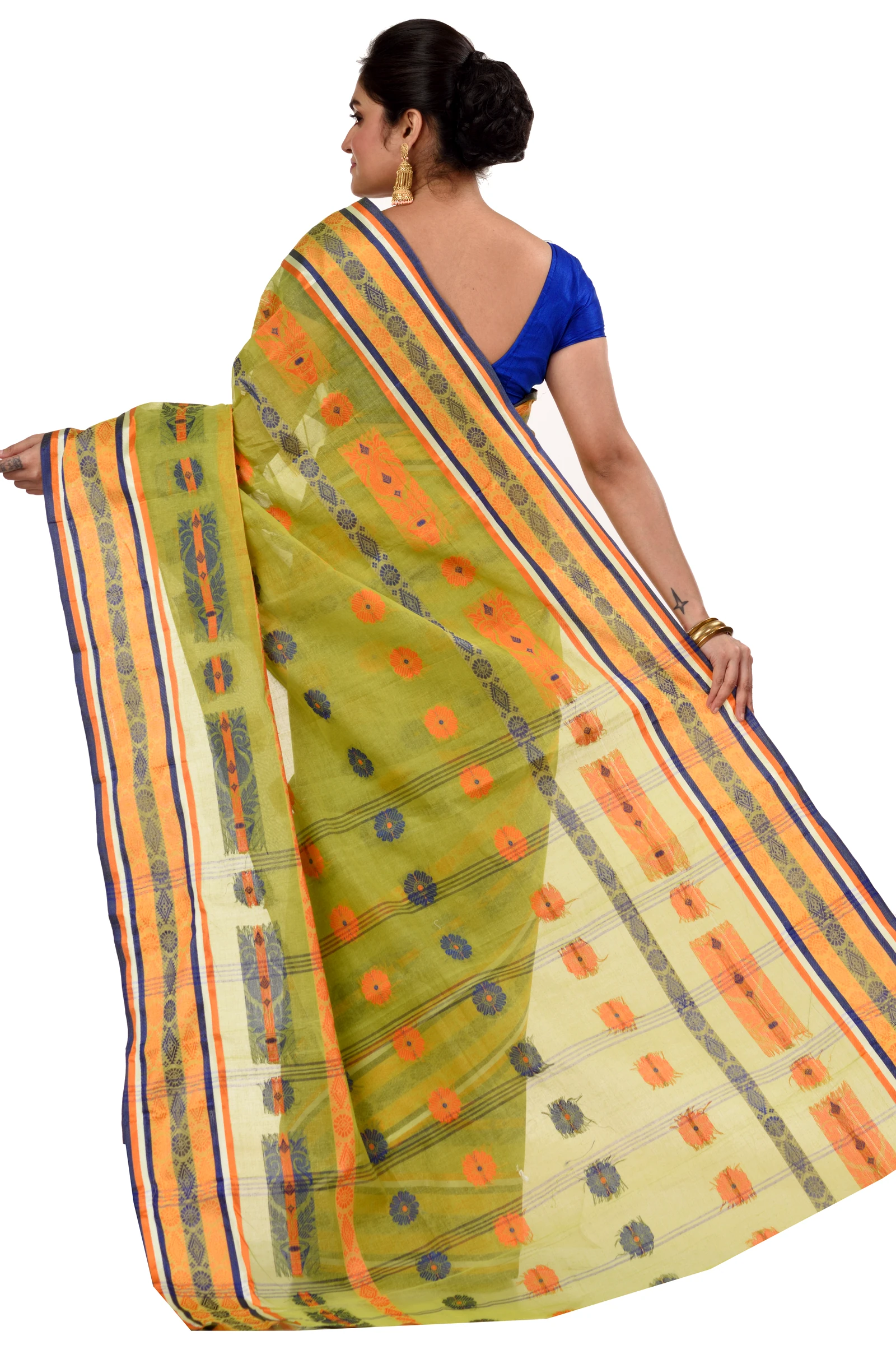 Green Pure Cotton Kadambori_Ankit Tant Saree (762)
