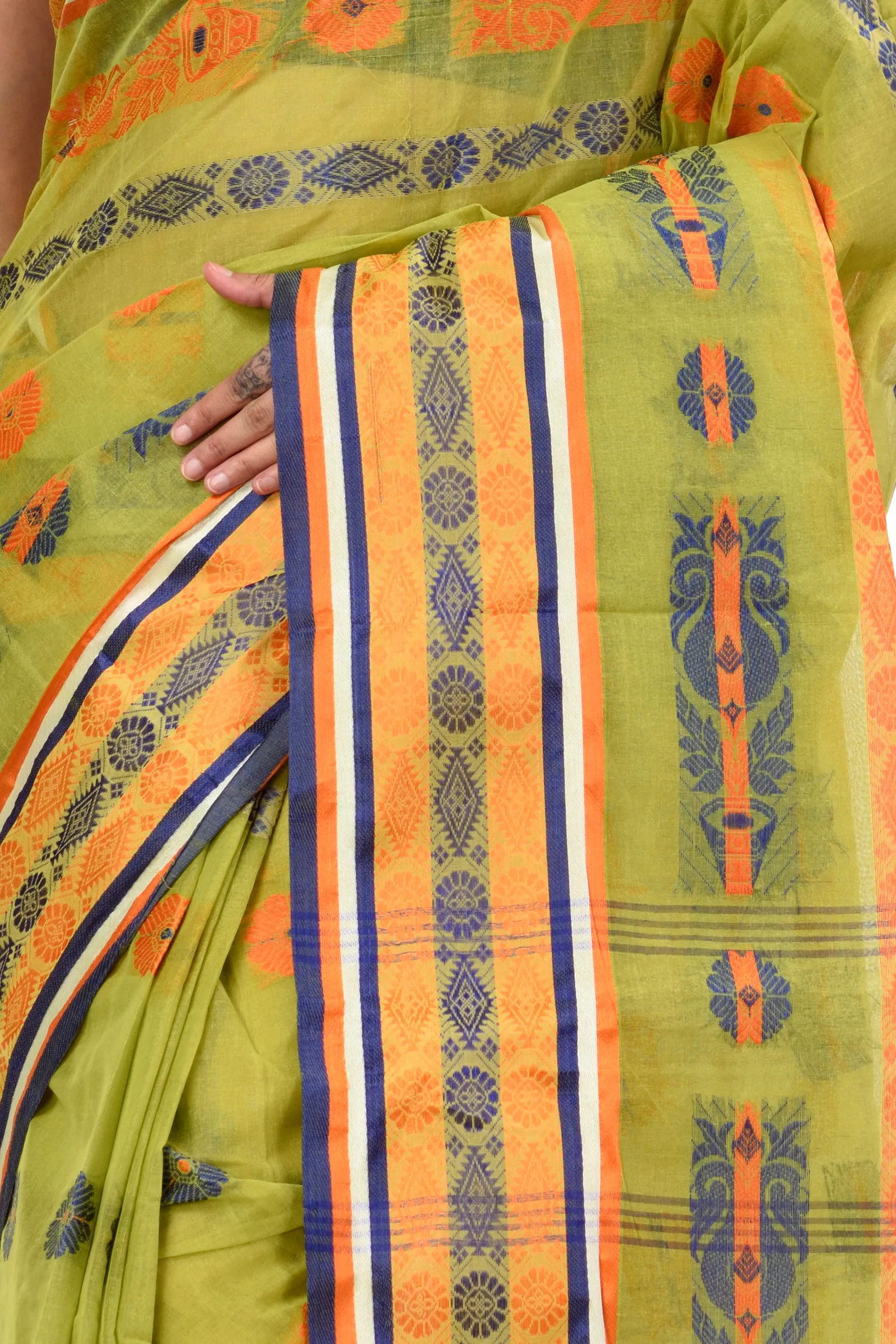 Green Pure Cotton Kadambori_Ankit Tant Saree (762)