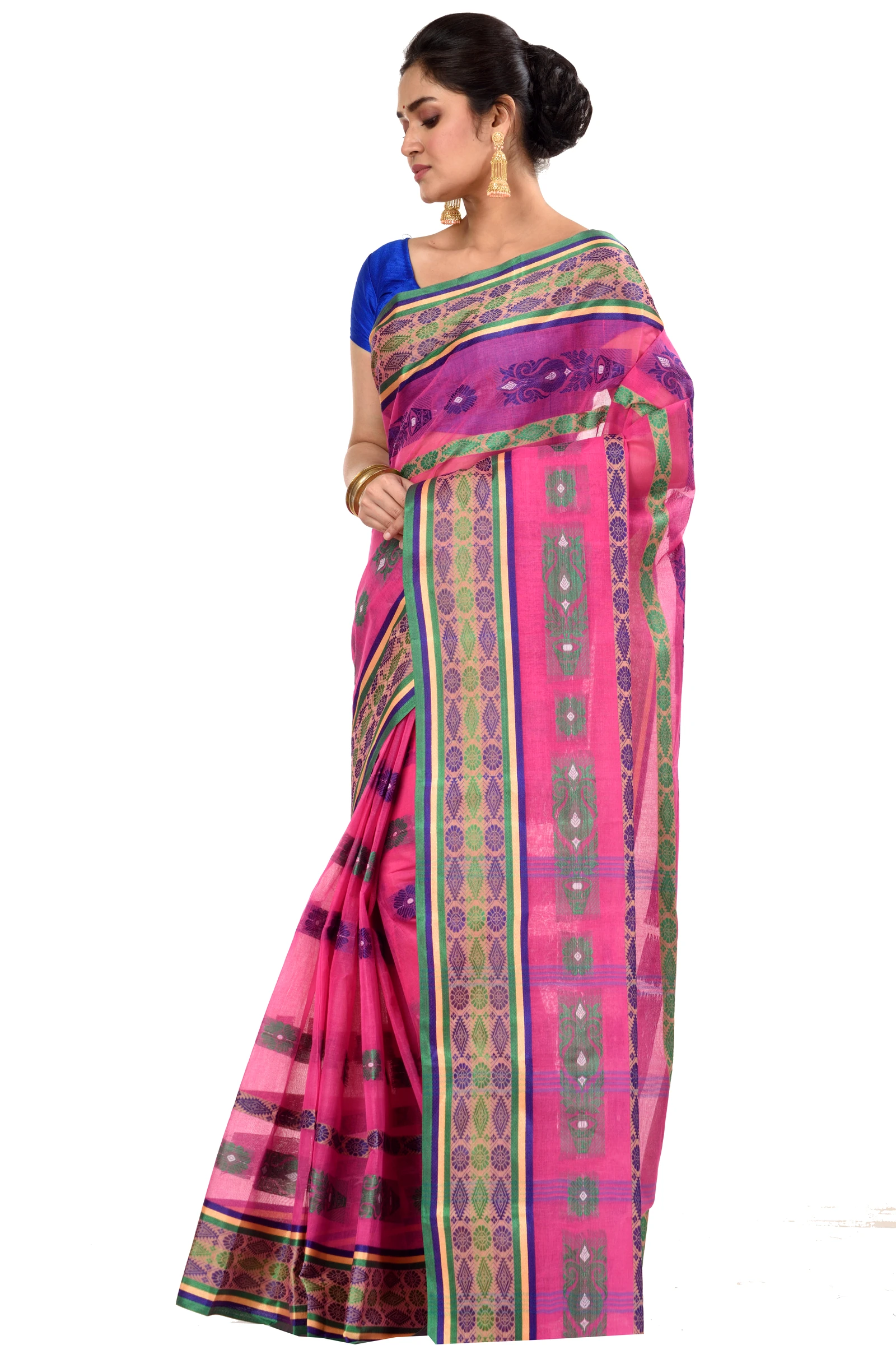 Pink Pure Cotton Kadambori_Ankit Tant Saree (763)