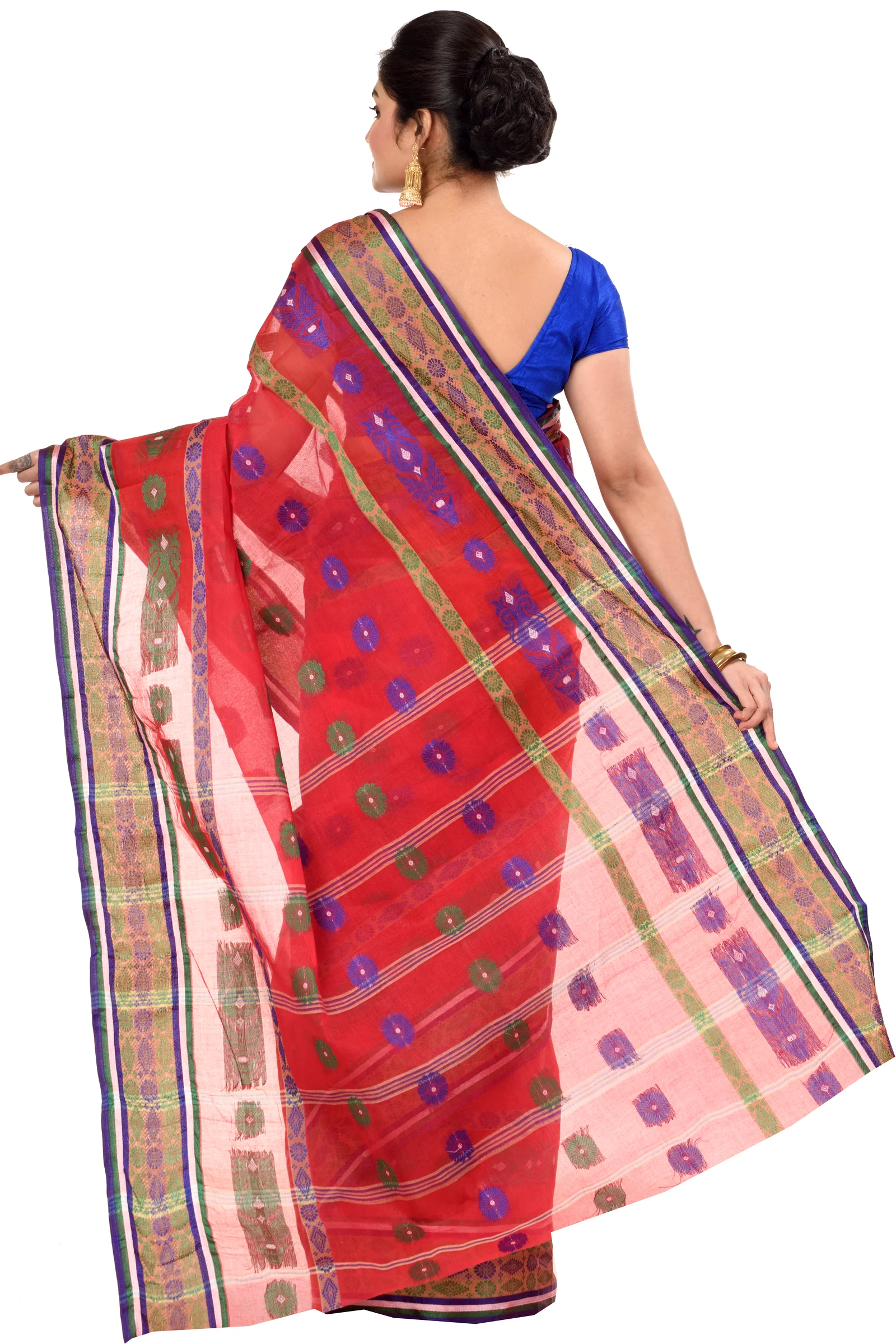 Red Pure Cotton Kadambori_Ankit Tant Saree (766)
