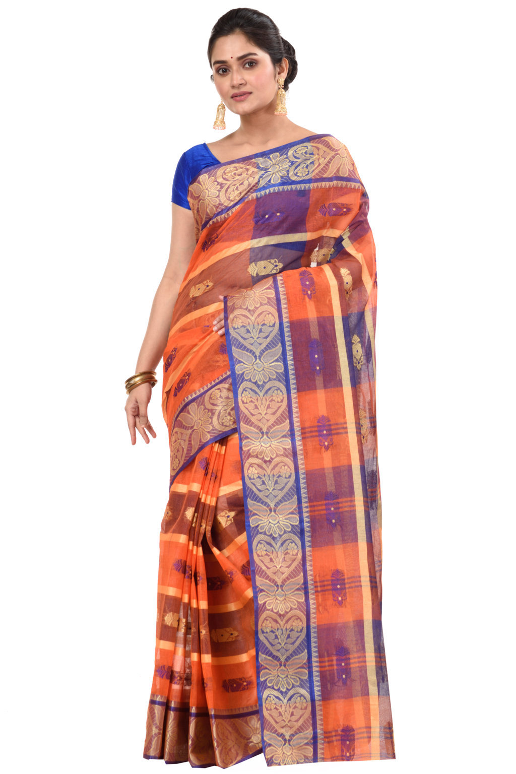 Red Pure Cotton Krishnakali_Ankit Tant Saree (768)