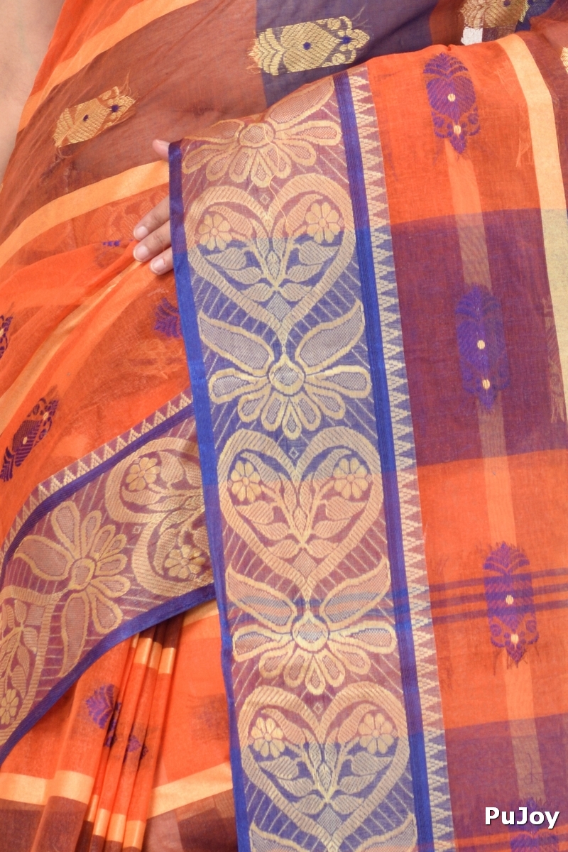 Red Pure Cotton Krishnakali_Ankit Tant Saree (768)