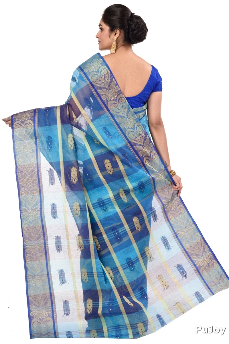 Blue Pure Cotton Krishnakali_Ankit Tant Saree (773)