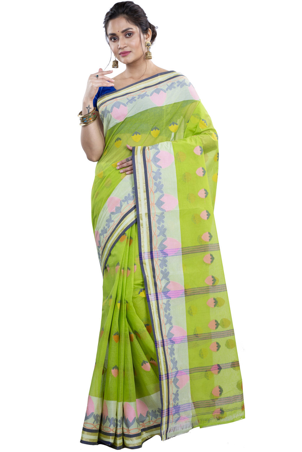 Green Pure Cotton PaddaPar Tant Saree (774)