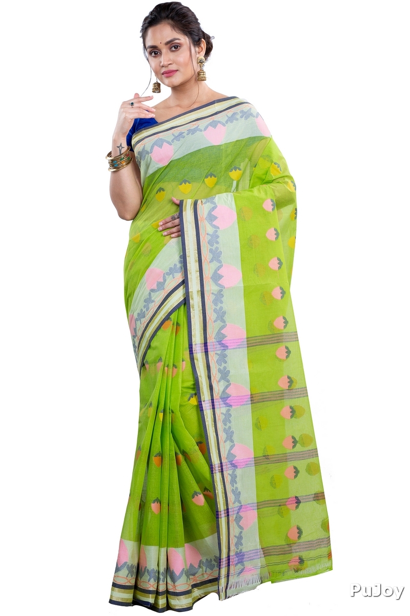 Green Pure Cotton PaddaPar Tant Saree (774)