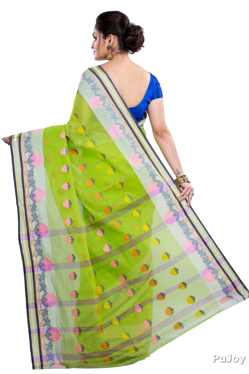 Green Pure Cotton PaddaPar Tant Saree (774)