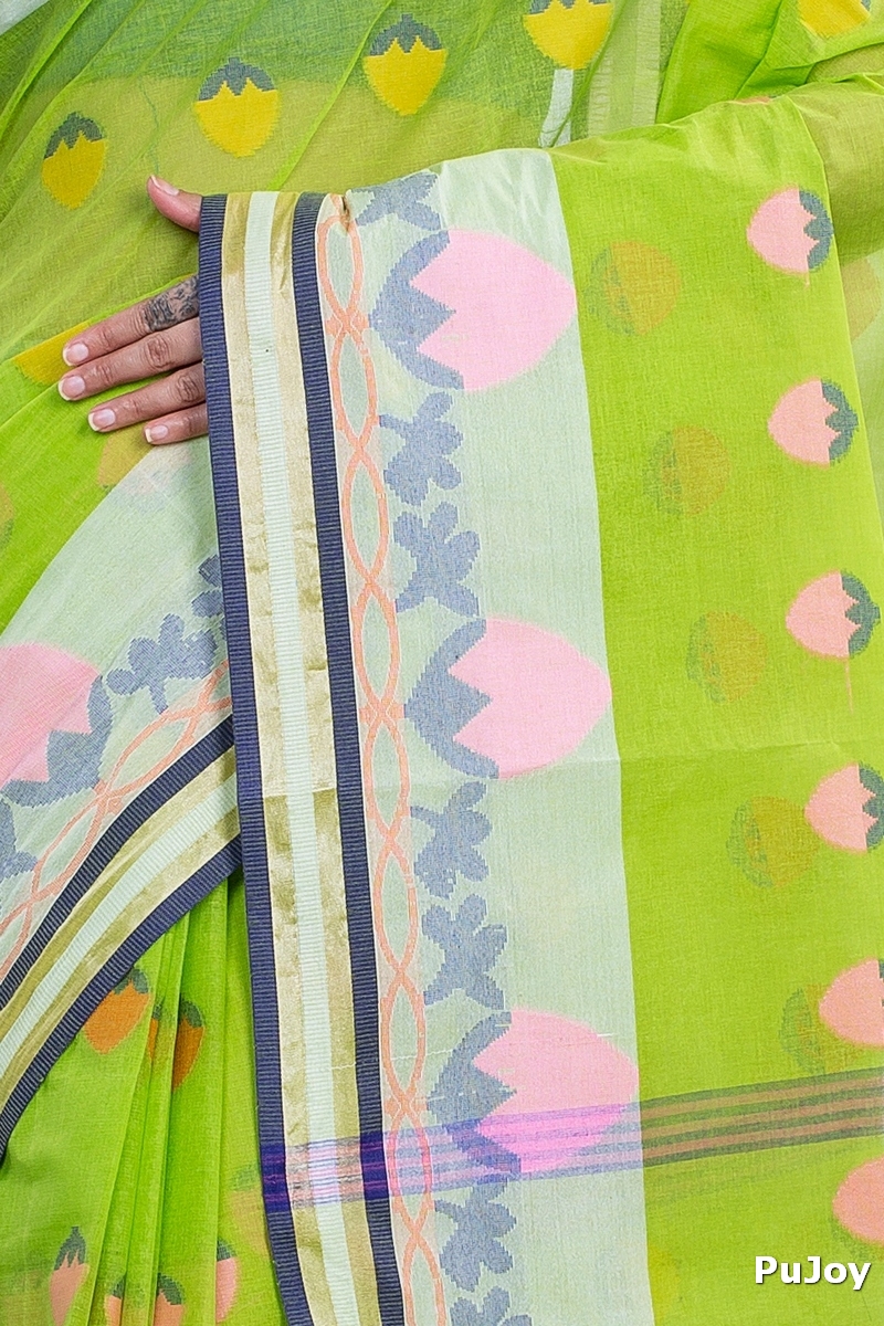 Green Pure Cotton PaddaPar Tant Saree (774)