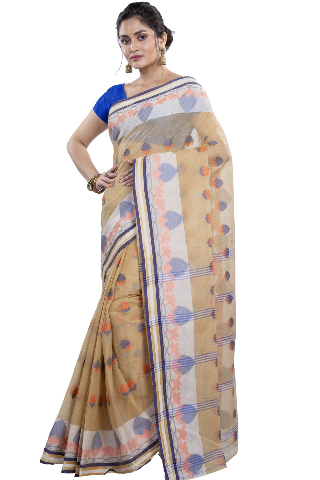 White Pure Cotton PaddaPar Tant Saree (775)