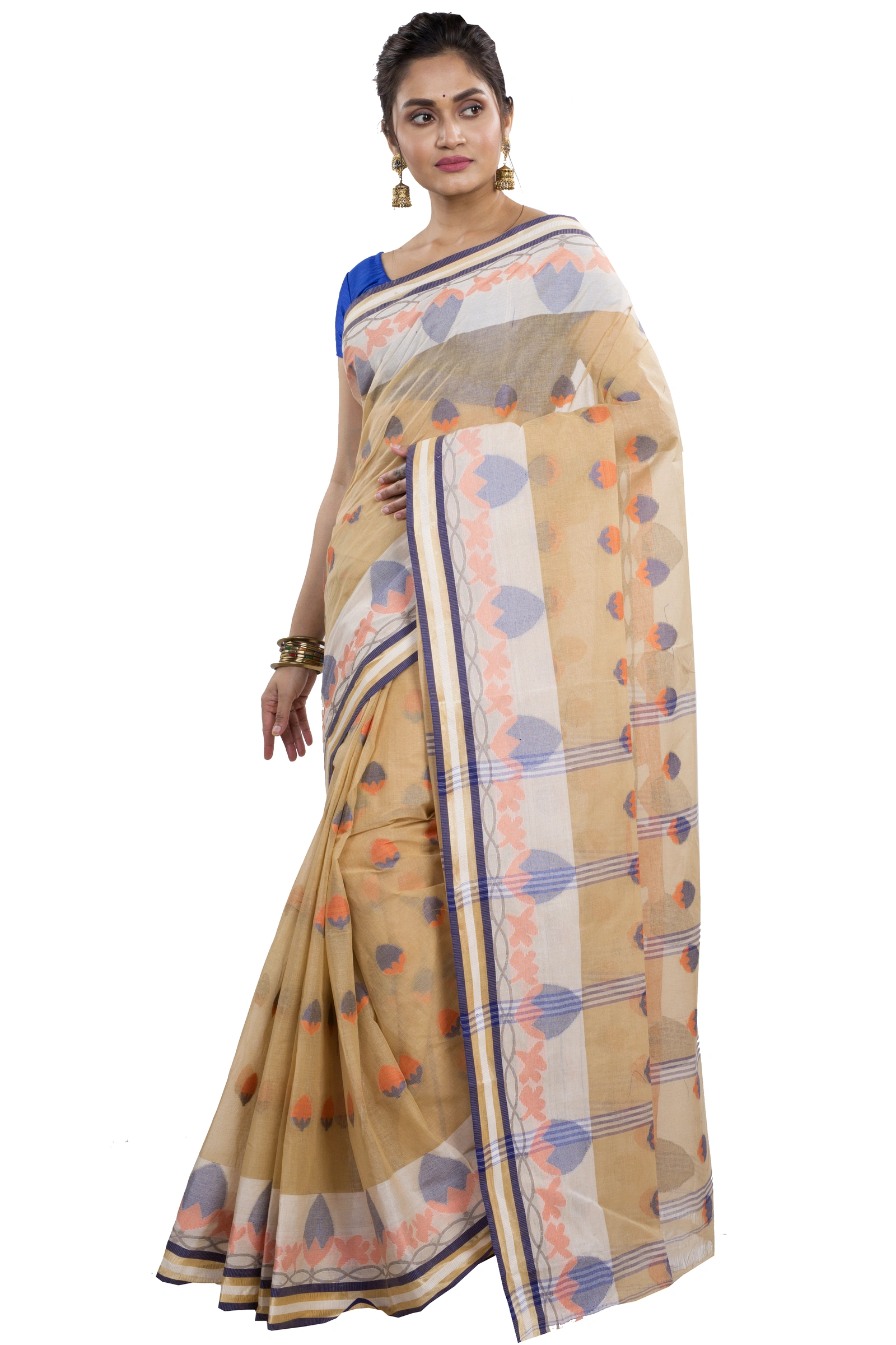 White Pure Cotton PaddaPar Tant Saree (775)