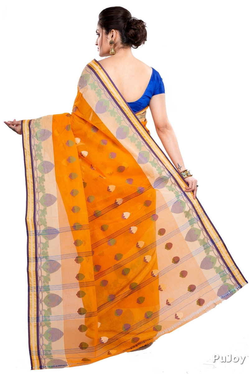 Orange Pure Cotton PaddaPar Tant Saree (776)