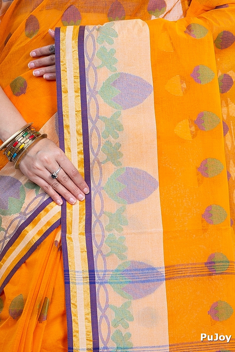 Orange Pure Cotton PaddaPar Tant Saree (776)
