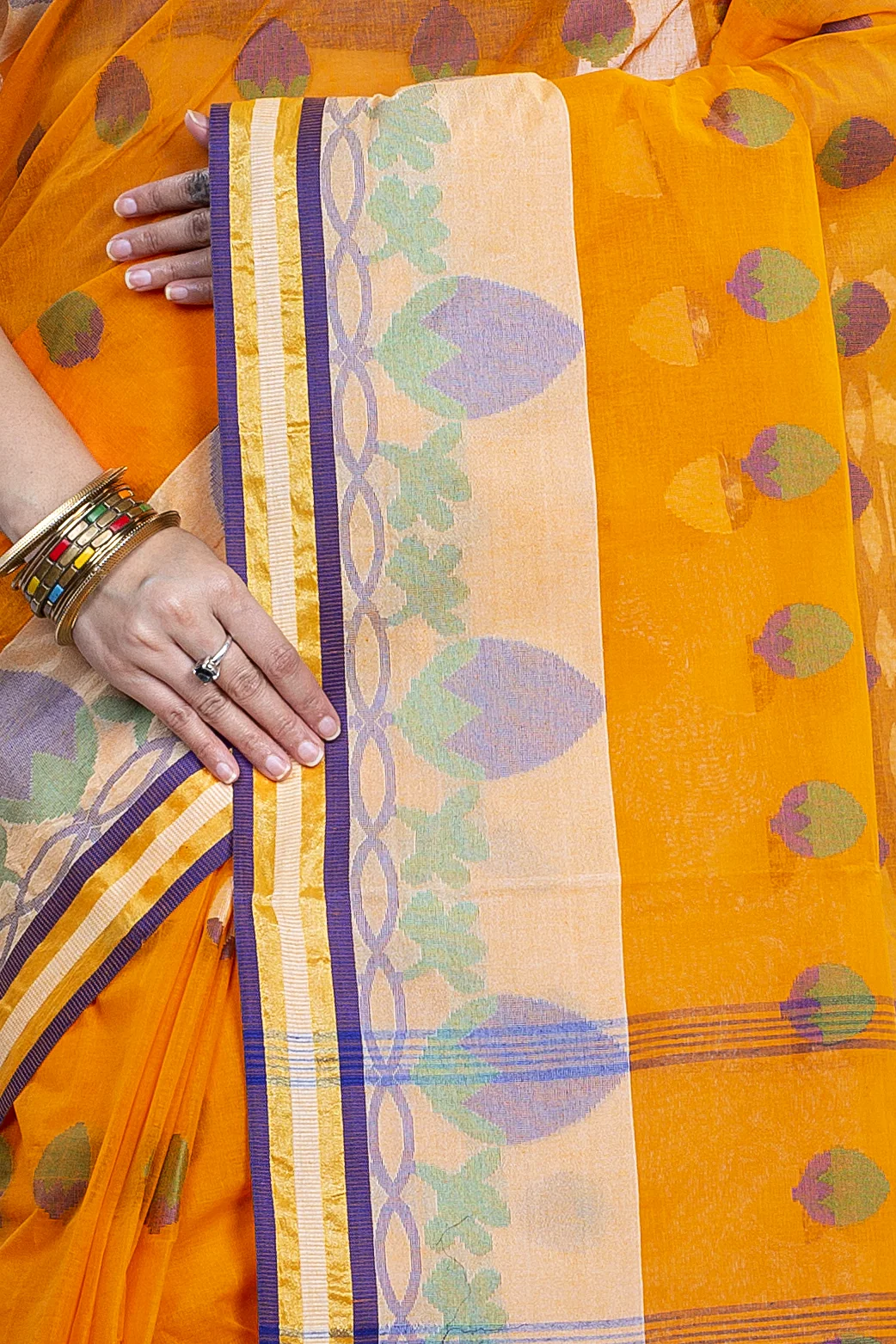 Orange Pure Cotton PaddaPar Tant Saree (776)