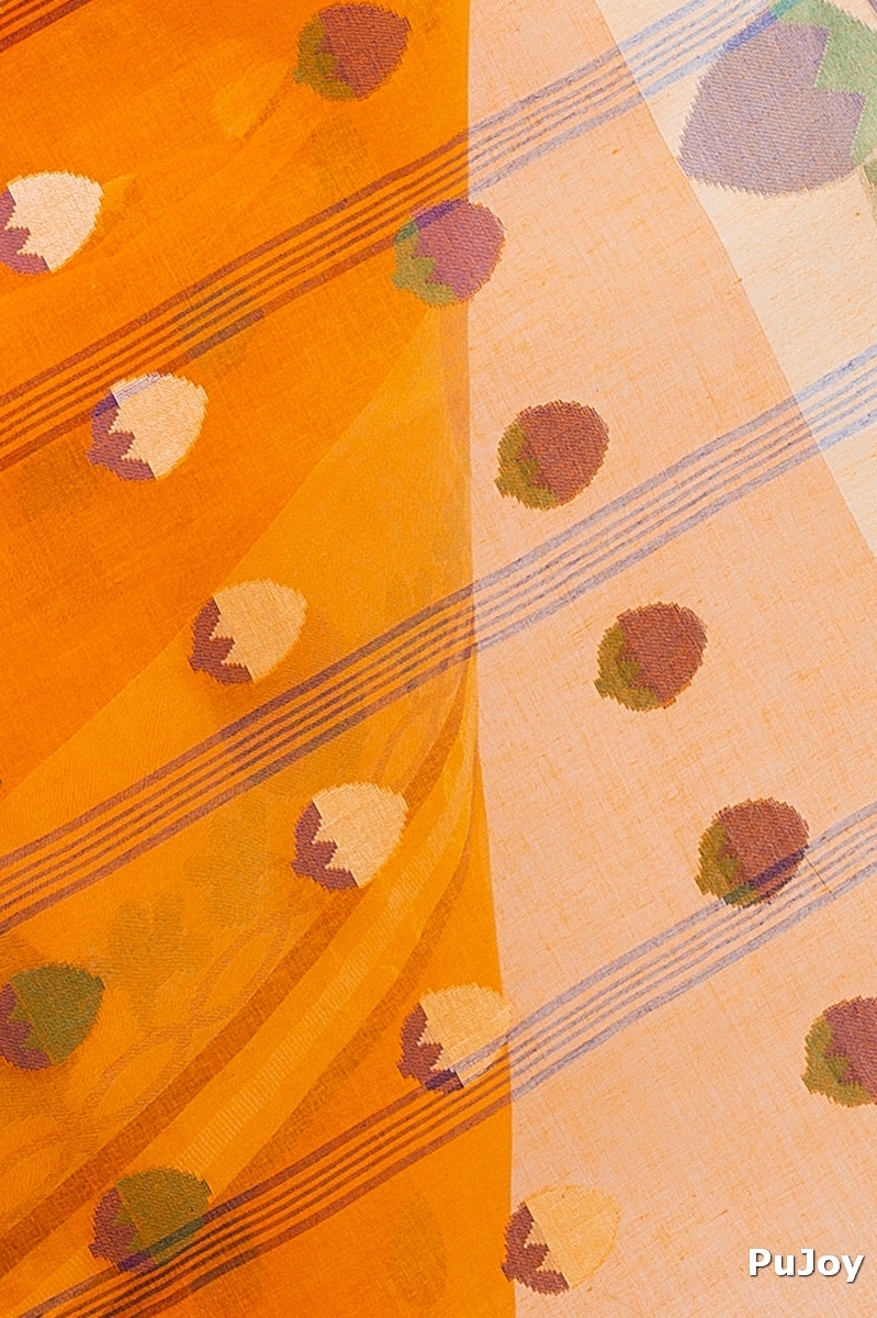 Orange Pure Cotton PaddaPar Tant Saree (776)