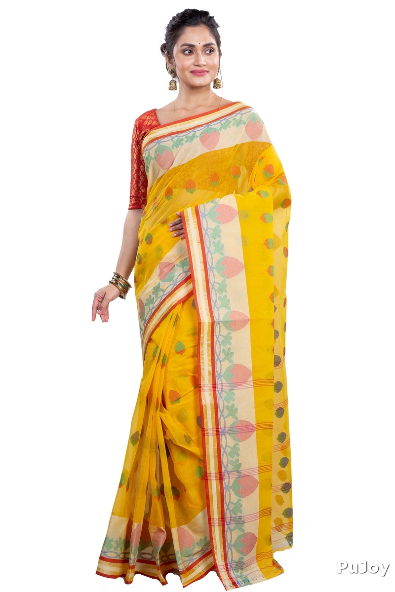 Yellow Pure Cotton PaddaPar Tant Saree (778)