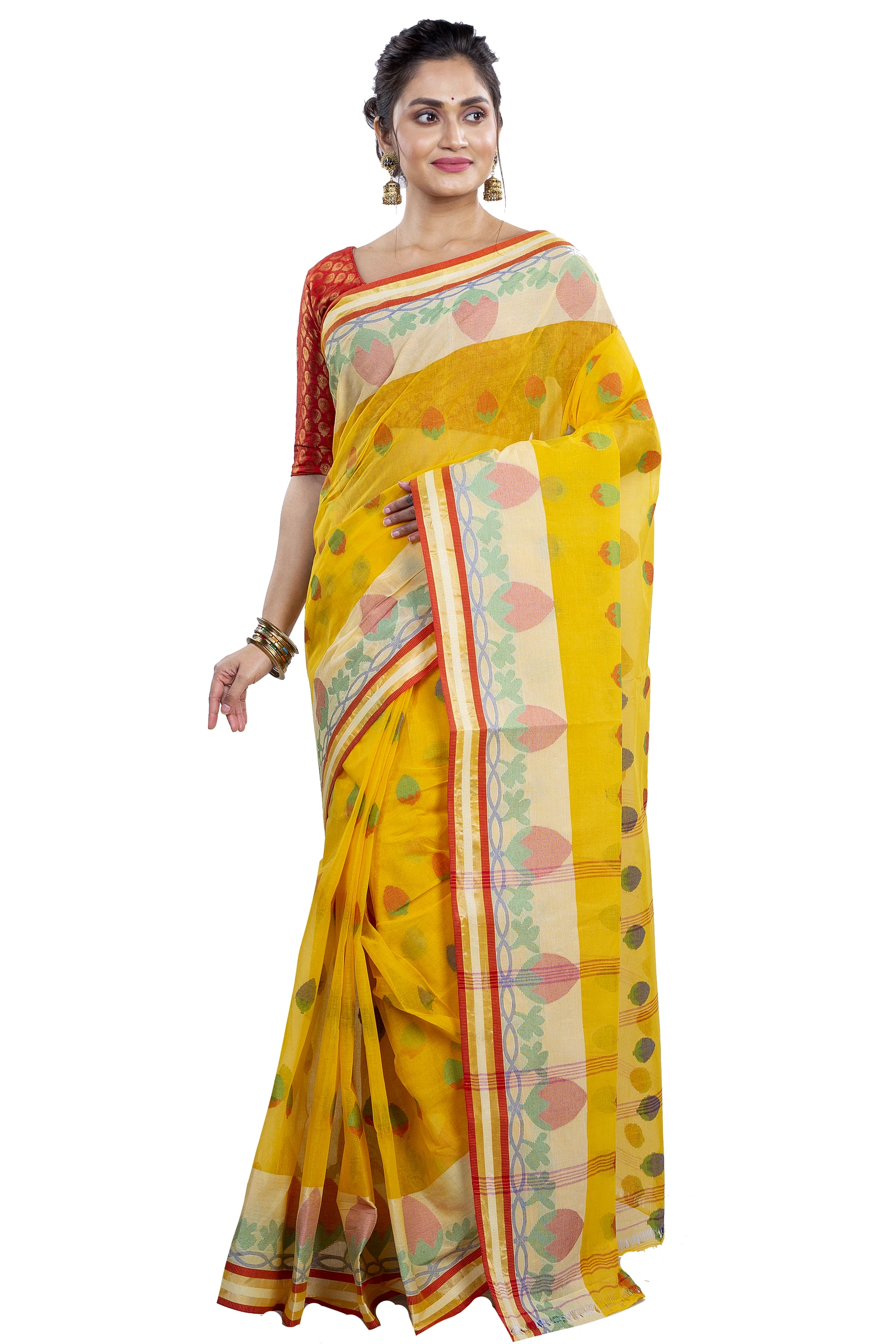 Yellow Pure Cotton PaddaPar Tant Saree (778)
