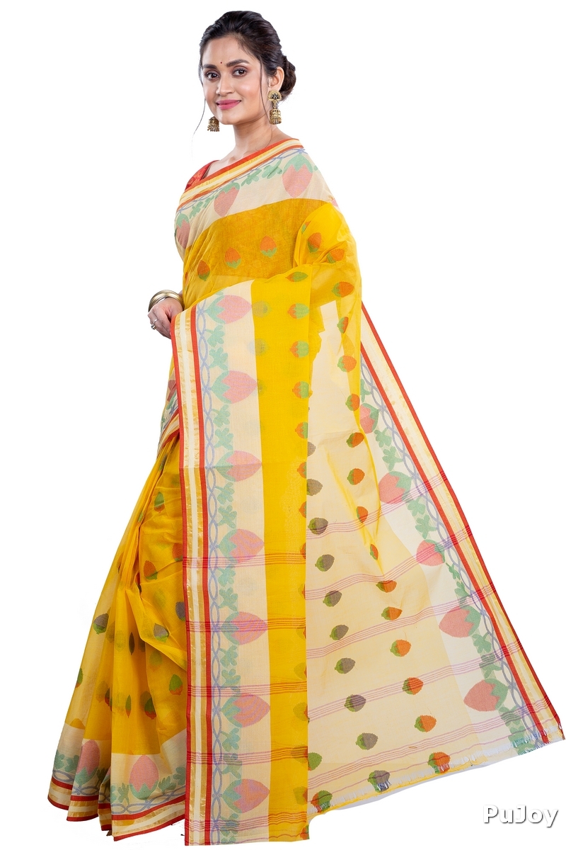 Yellow Pure Cotton PaddaPar Tant Saree (778)
