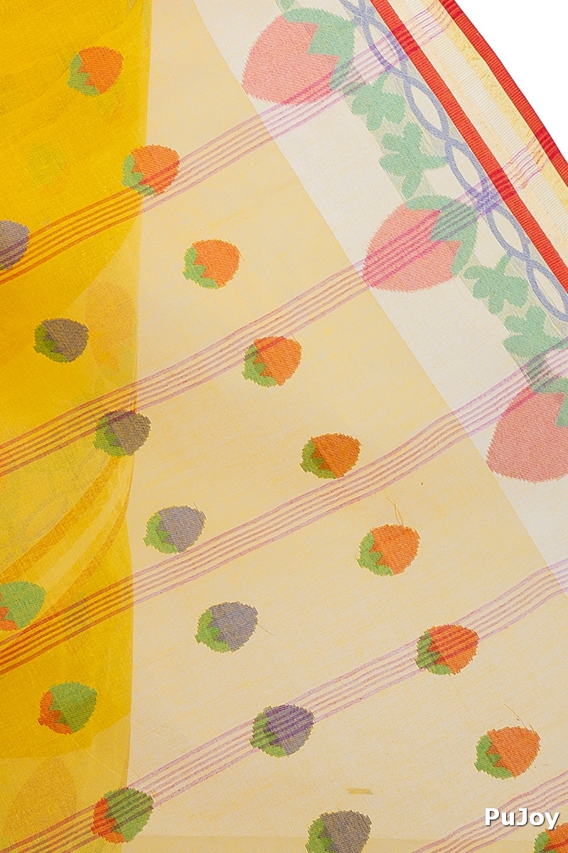 Yellow Pure Cotton PaddaPar Tant Saree (778)