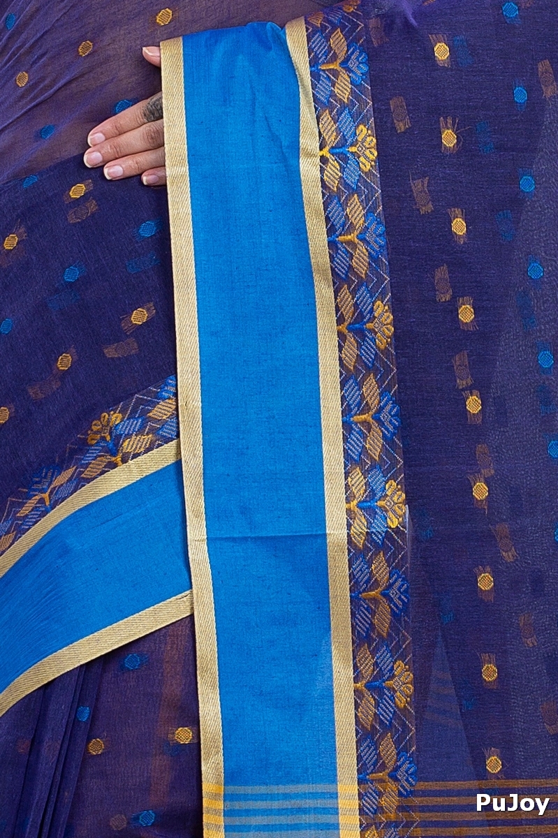 Naby Blue Pure Cotton JoraPata Tant Saree (779)