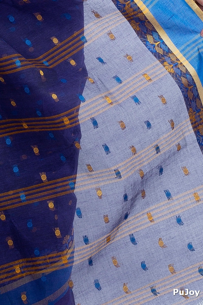 Naby Blue Pure Cotton JoraPata Tant Saree (779)