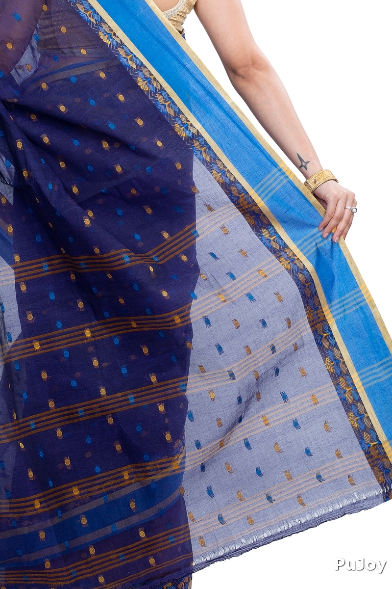 Naby Blue Pure Cotton JoraPata Tant Saree (779)