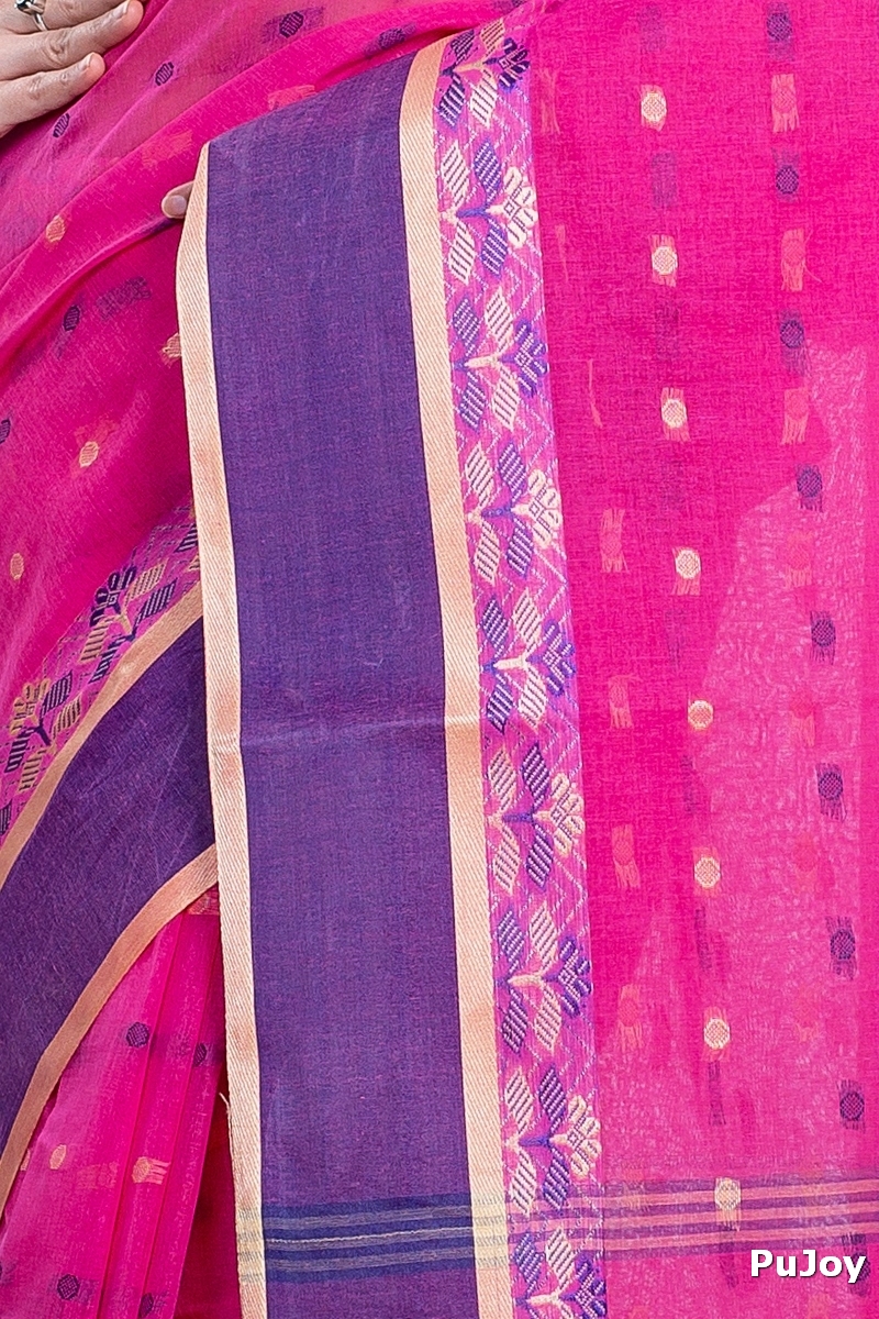 Pink Pure Cotton JoraPata Tant Saree (782)