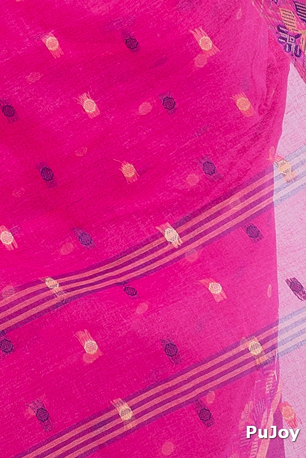 Pink Pure Cotton JoraPata Tant Saree (782)
