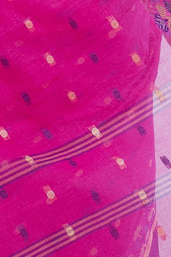 Pink Pure Cotton JoraPata Tant Saree (782)