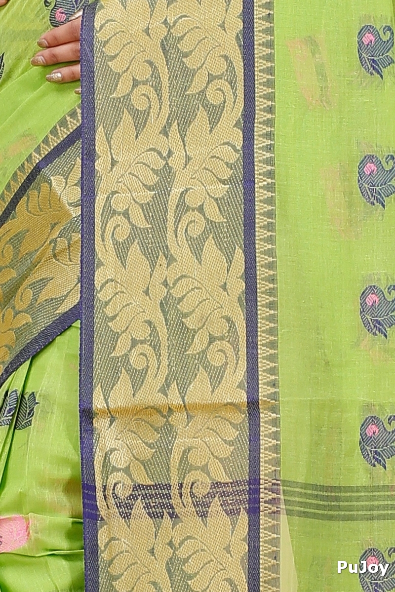 Green Pure Cotton HasFul Tant Saree (785)