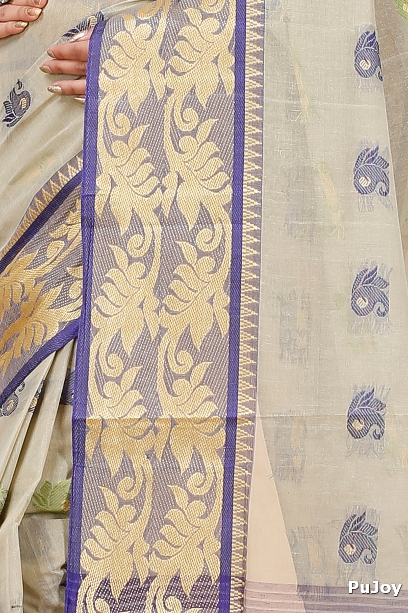 Grey Pure Cotton HasFul Tant Saree (786)