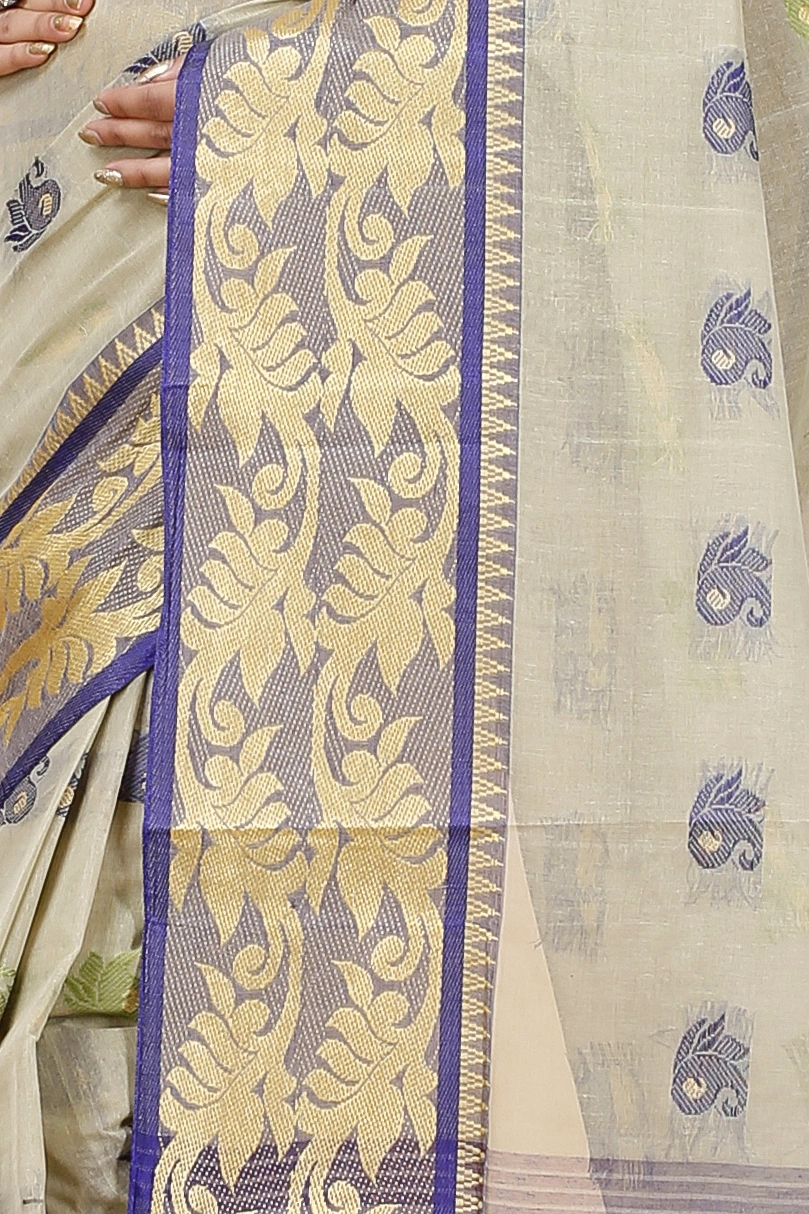 Grey Pure Cotton HasFul Tant Saree (786)