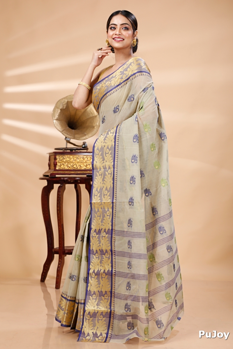 Grey Pure Cotton HasFul Tant Saree (786)