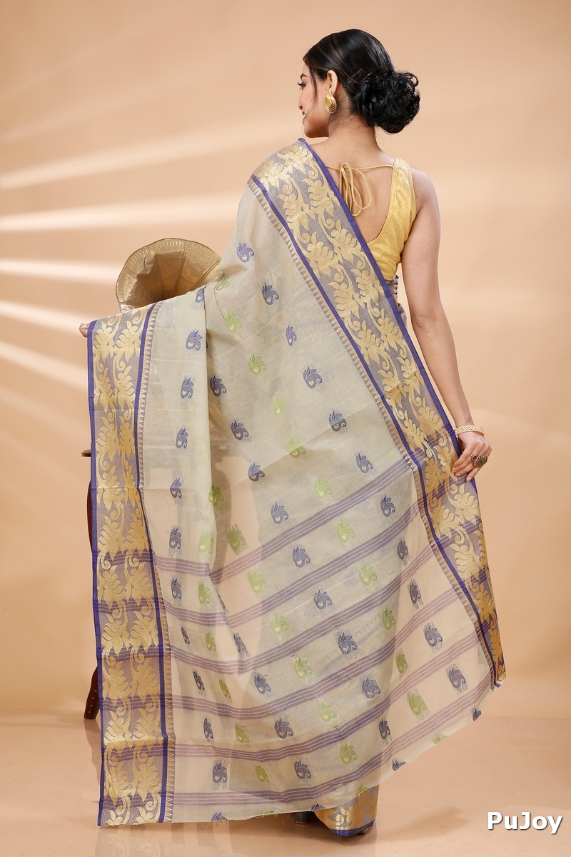 Grey Pure Cotton HasFul Tant Saree (786)