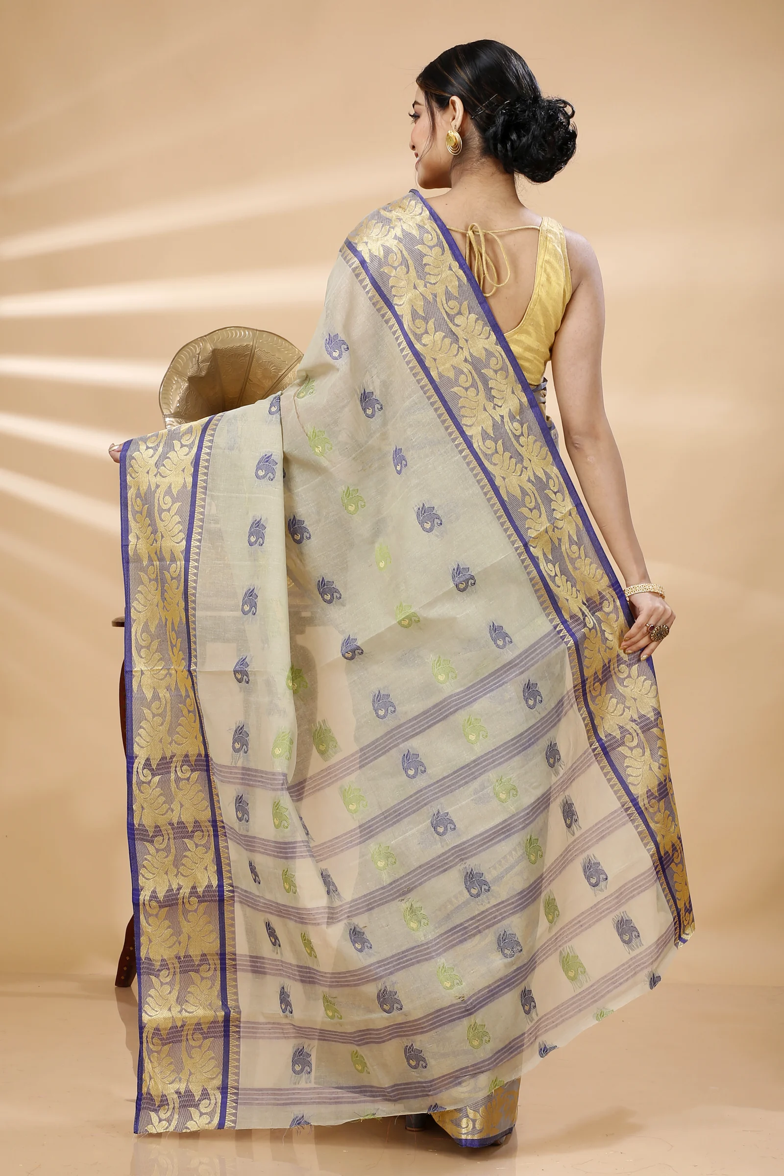 Grey Pure Cotton HasFul Tant Saree (786)