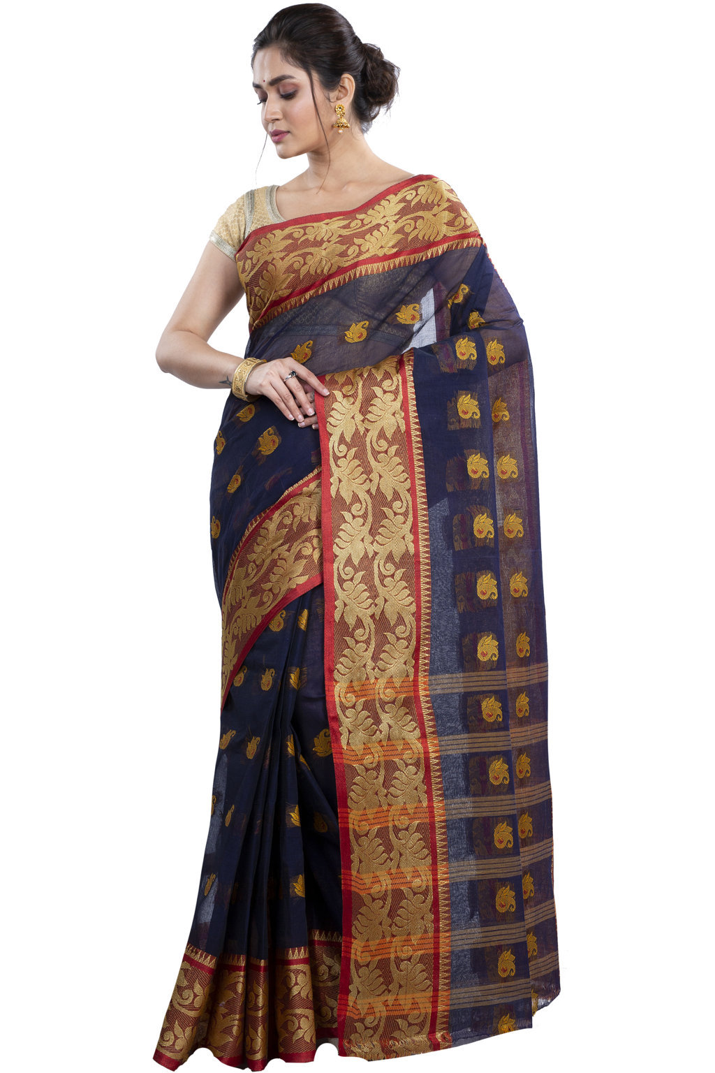 Naby Blue Pure Cotton HasFul Tant Saree (787)