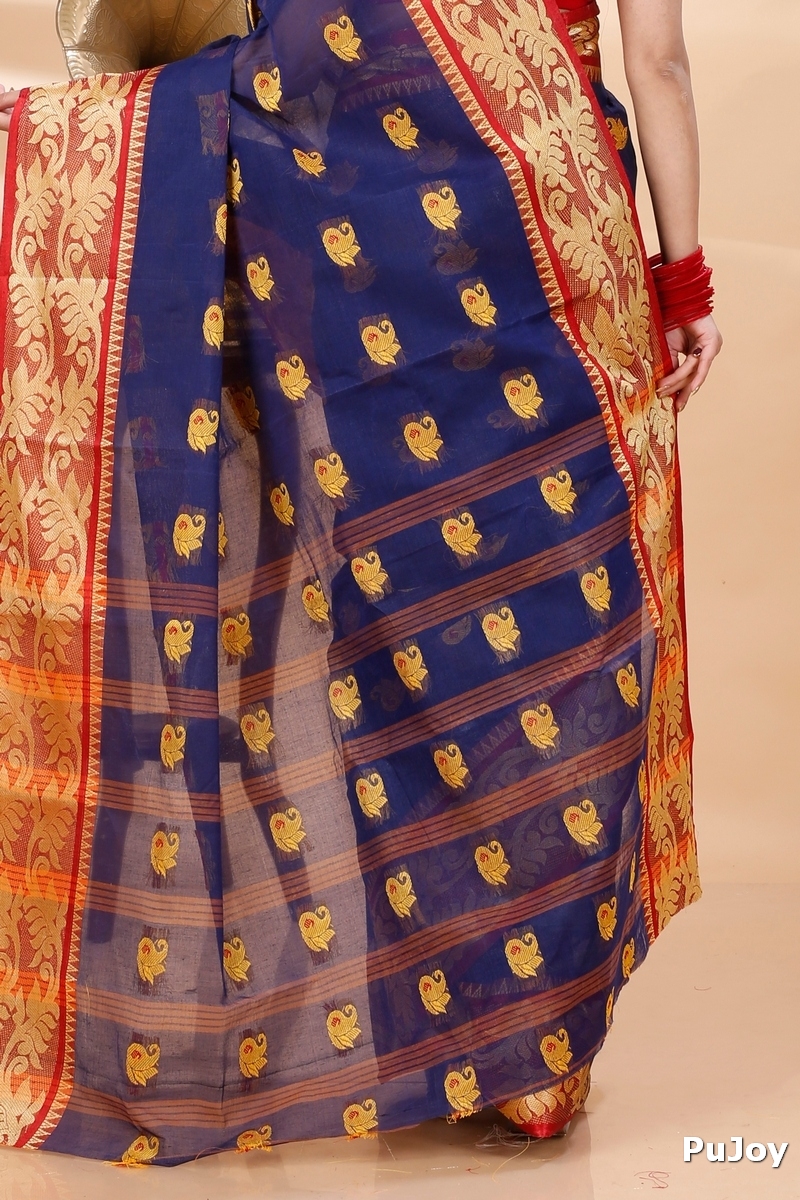 Naby Blue Pure Cotton HasFul Tant Saree (787)