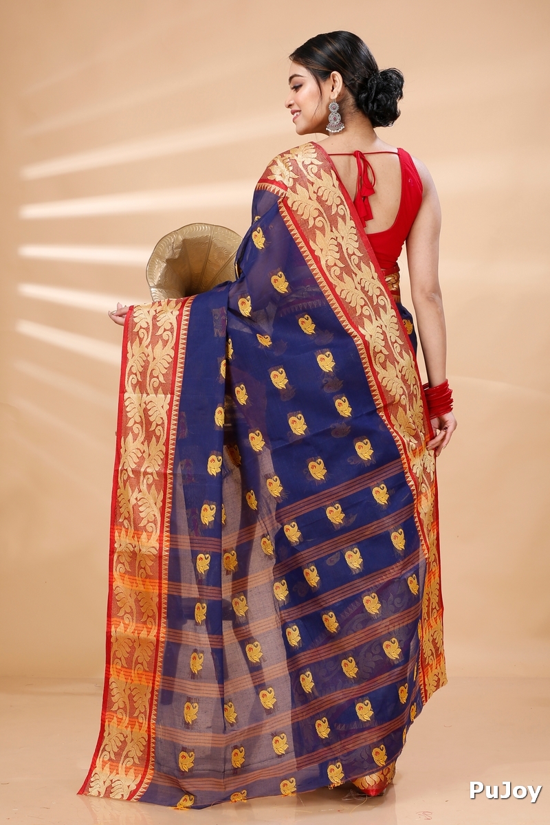 Naby Blue Pure Cotton HasFul Tant Saree (787)