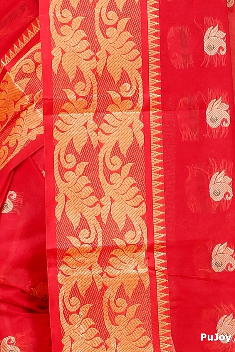 Red Pure Cotton HasFul Tant Saree (788)